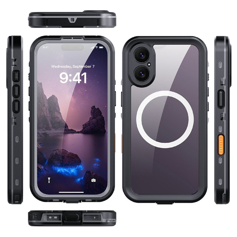 EIDERWOOD iPhone 17 Vanntett Håndverker Deksel m. Skjermbeskytter & Stropp - MagSafe Kompatibel - Svart