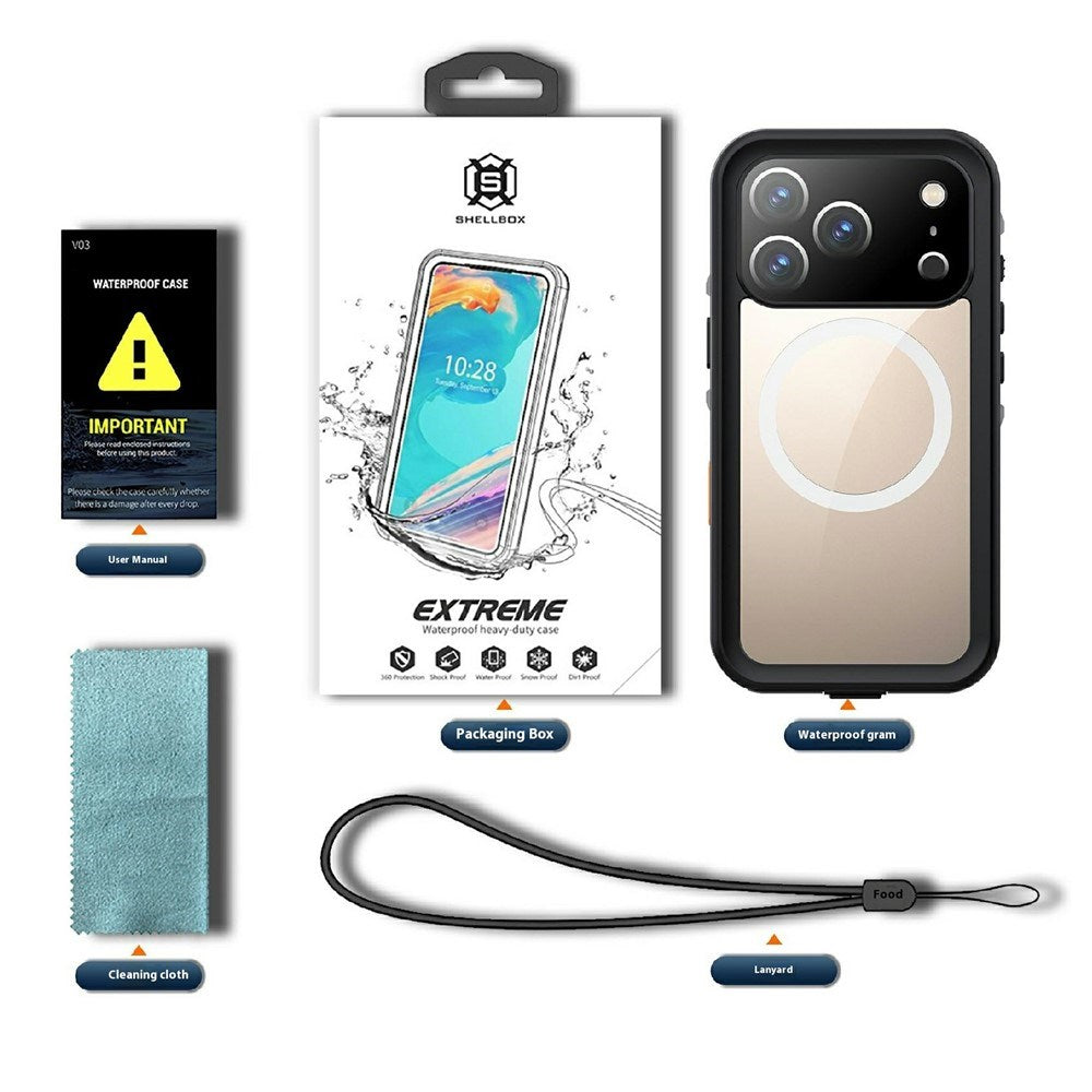 EIDERWOOD iPhone 17 Pro Vanntett Håndverker Deksel m. Skjermbeskytter & Stropp - MagSafe Kompatibel - Svart