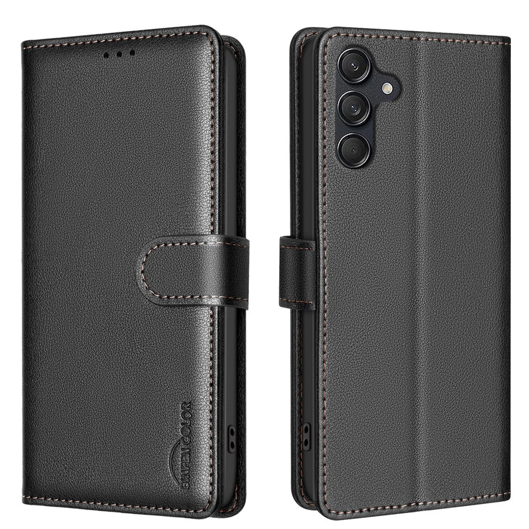 EIDERWOOD Samsung Galaxy S25 FE Kunstskinn Flip Deksel med Stativ & Lommebok - Svart