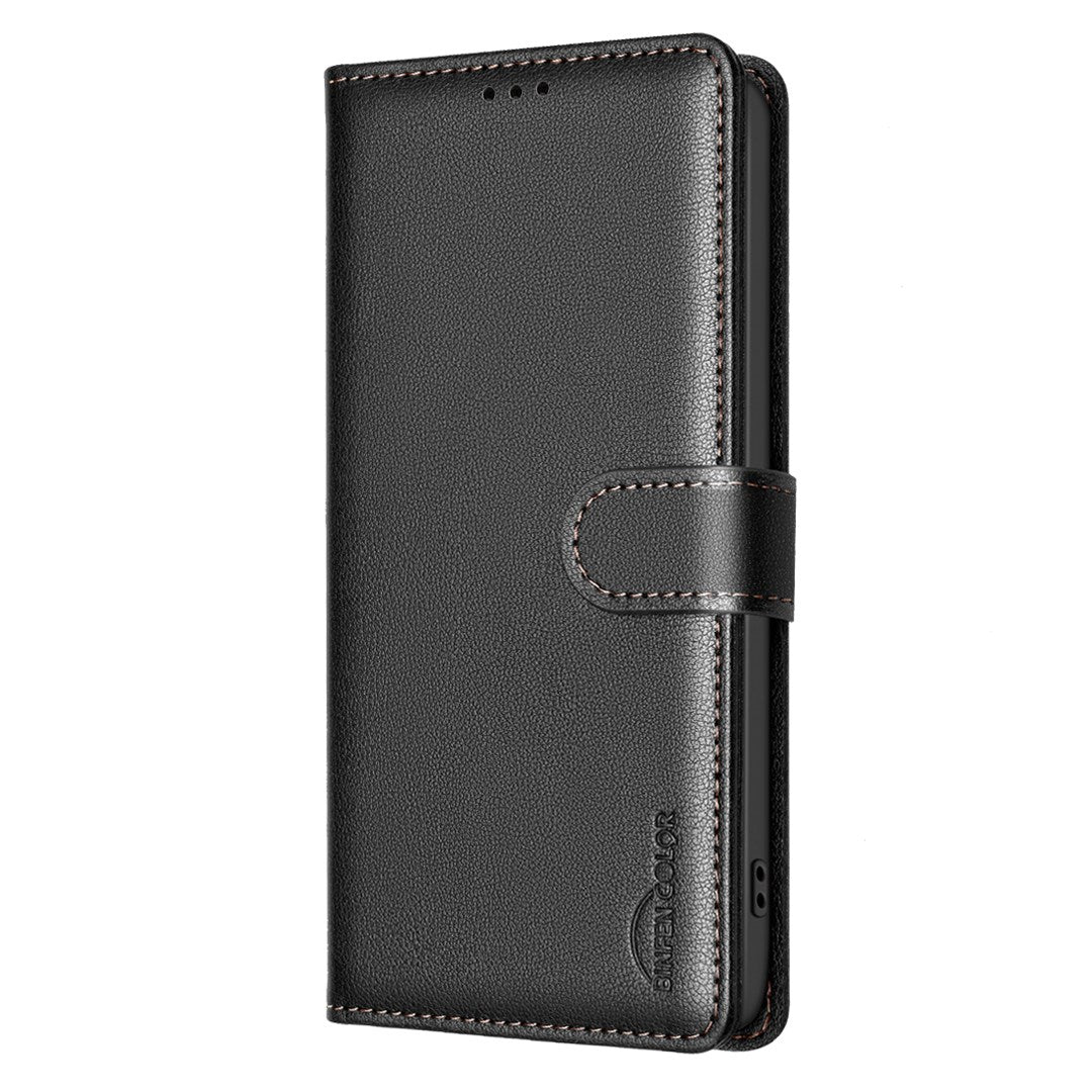 EIDERWOOD Samsung Galaxy S25 FE Kunstskinn Flip Deksel med Stativ & Lommebok - Svart