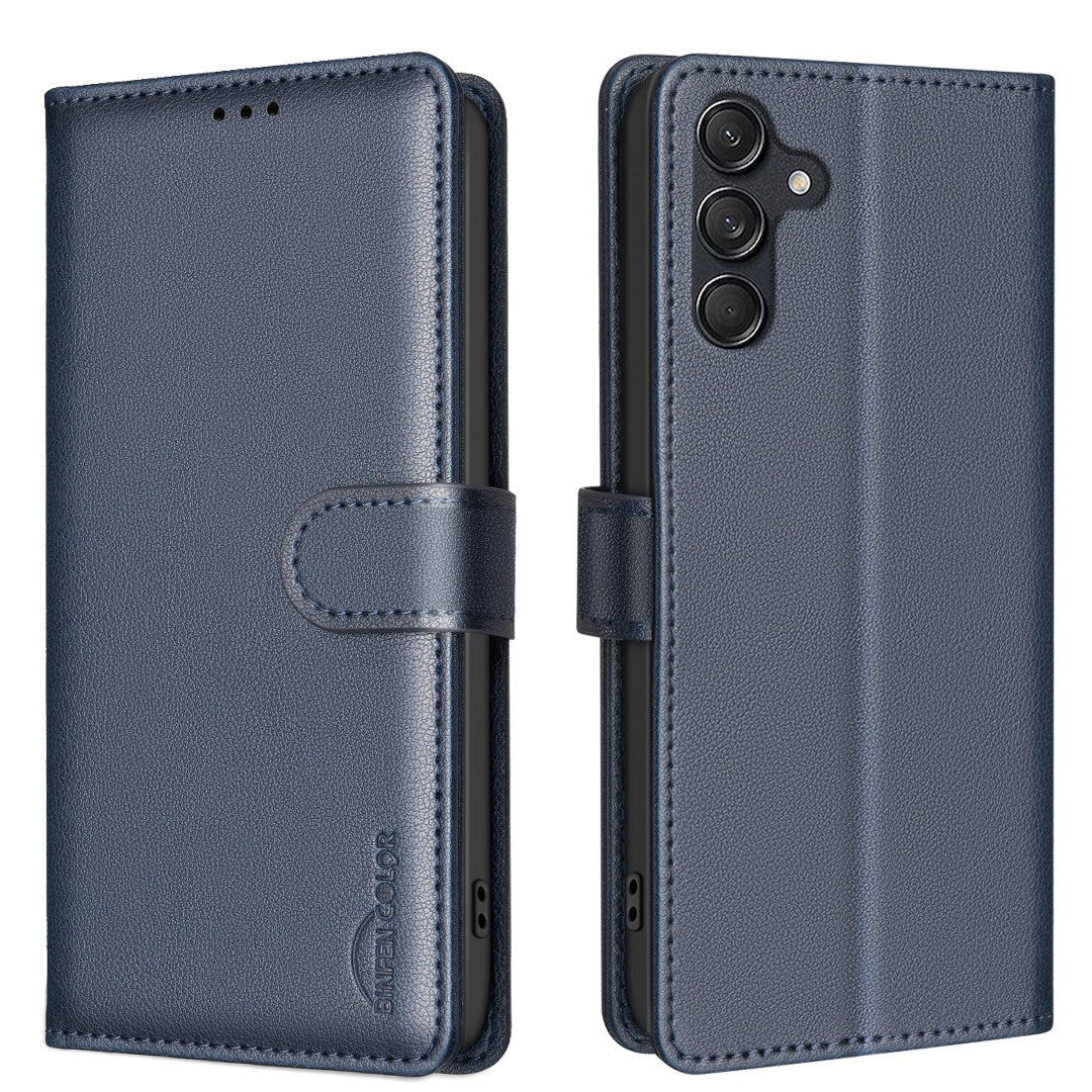 EIDERWOOD Samsung Galaxy S25 FE Kunstskinn Flip Deksel med Stativ & Lommebok - Blå