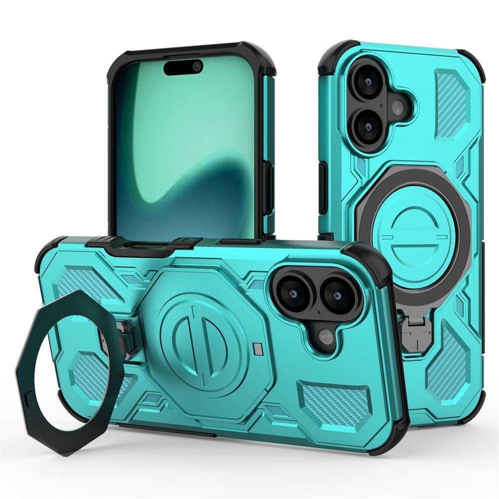 EIDERWOOD iPhone 17 Håndverkerdeksel med Magnetisk Kickstand – MagSafe Kompatibel – Turkis