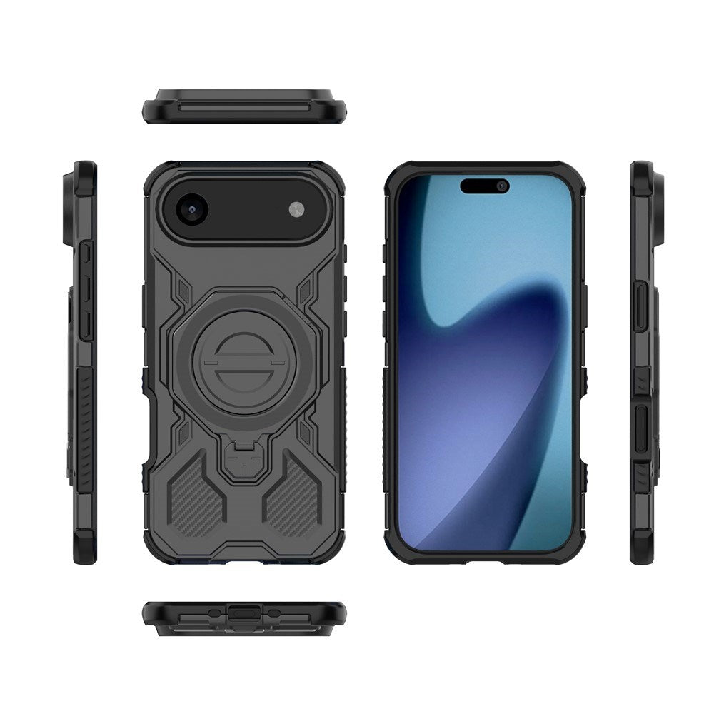EIDERWOOD iPhone Air Håndverkerdeksel med Magnetisk Kickstand – MagSafe Kompatibel – Svart