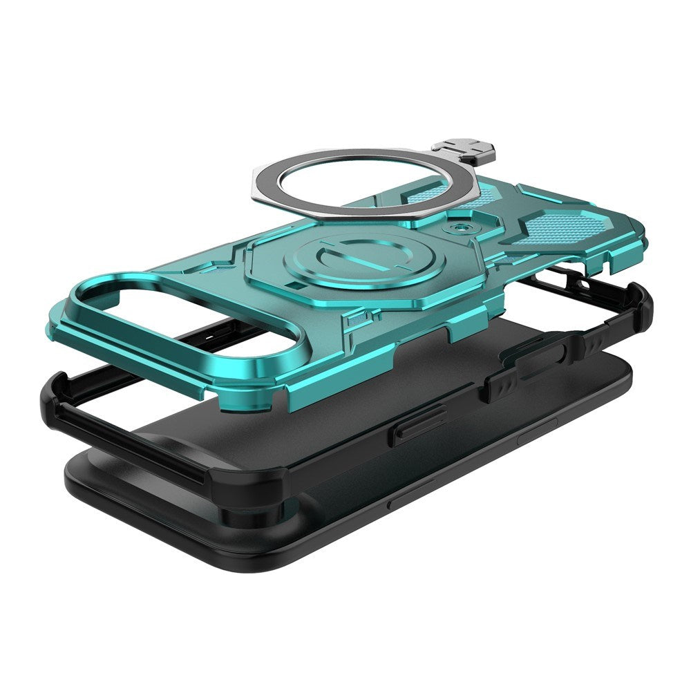 EIDERWOOD iPhone Air Håndverkerdeksel med Magnetisk Kickstand – MagSafe Kompatibel – Turkis