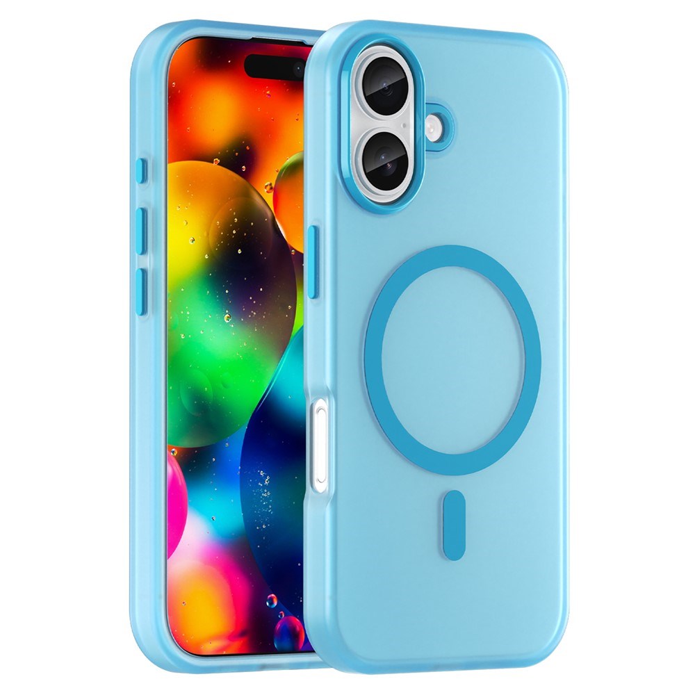 EIDERWOOD iPhone 17 Hybrid Plast Deksel – MagSafe Kompatibel – Matt Gjennomsiktig / Blå