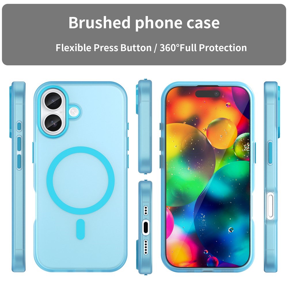 EIDERWOOD iPhone 17 Hybrid Plast Deksel – MagSafe Kompatibel – Matt Gjennomsiktig / Blå