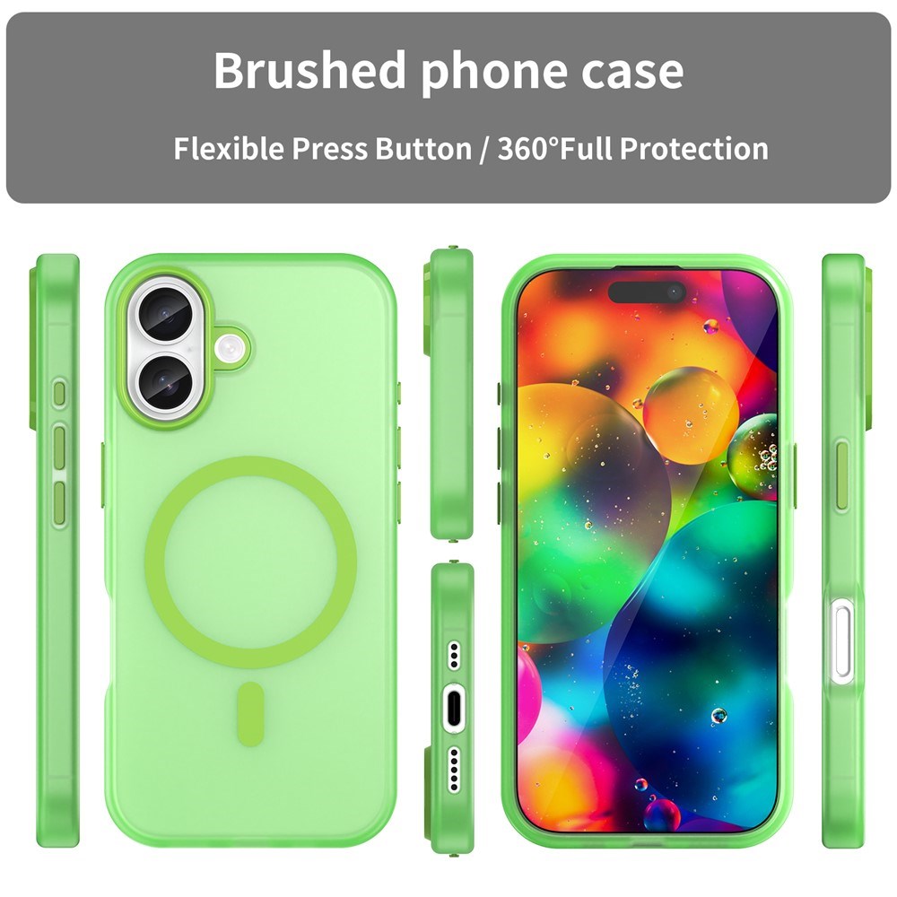 EIDERWOOD iPhone 17 Hybrid Plast Deksel – MagSafe Kompatibel – Matt Gjennomsiktig / Grønn