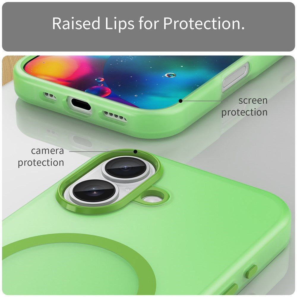 EIDERWOOD iPhone 17 Hybrid Plast Deksel – MagSafe Kompatibel – Matt Gjennomsiktig / Grønn