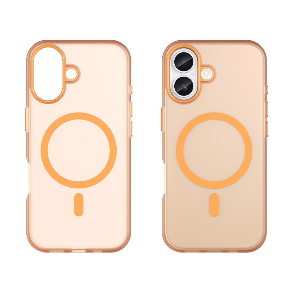 EIDERWOOD iPhone 17 Hybrid Plast Deksel – MagSafe Kompatibel – Matt Gjennomsiktig / Oransje