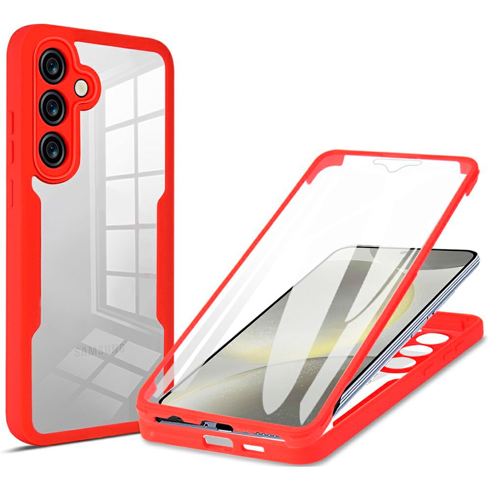 EIDERWOOD Samsung Galaxy S25 FE 2-i-1 Plast Deksel m. Innebygd Skjermbeskyttelse - Rød