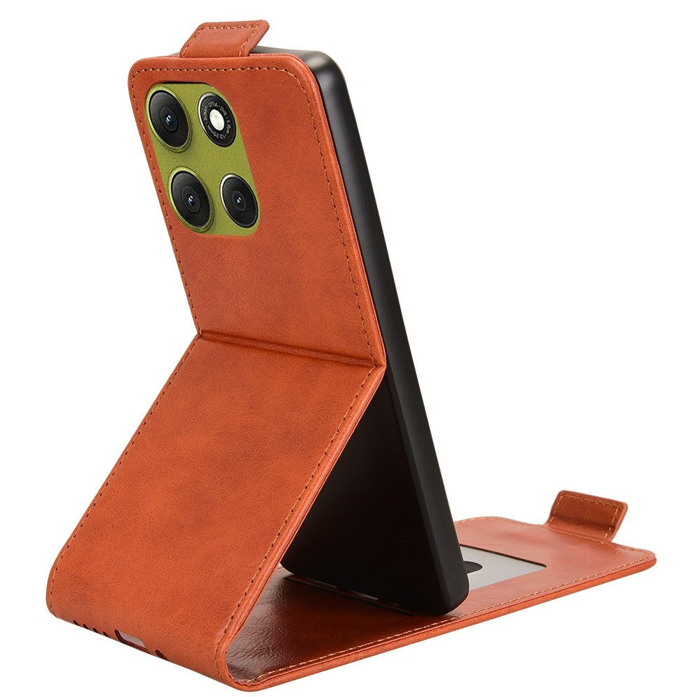 EIDERWOOD Motorola Moto G86 Power Vertikal Kunstskinn Flip Deksel m. Kortholder & Ståfunksjon - Oransje