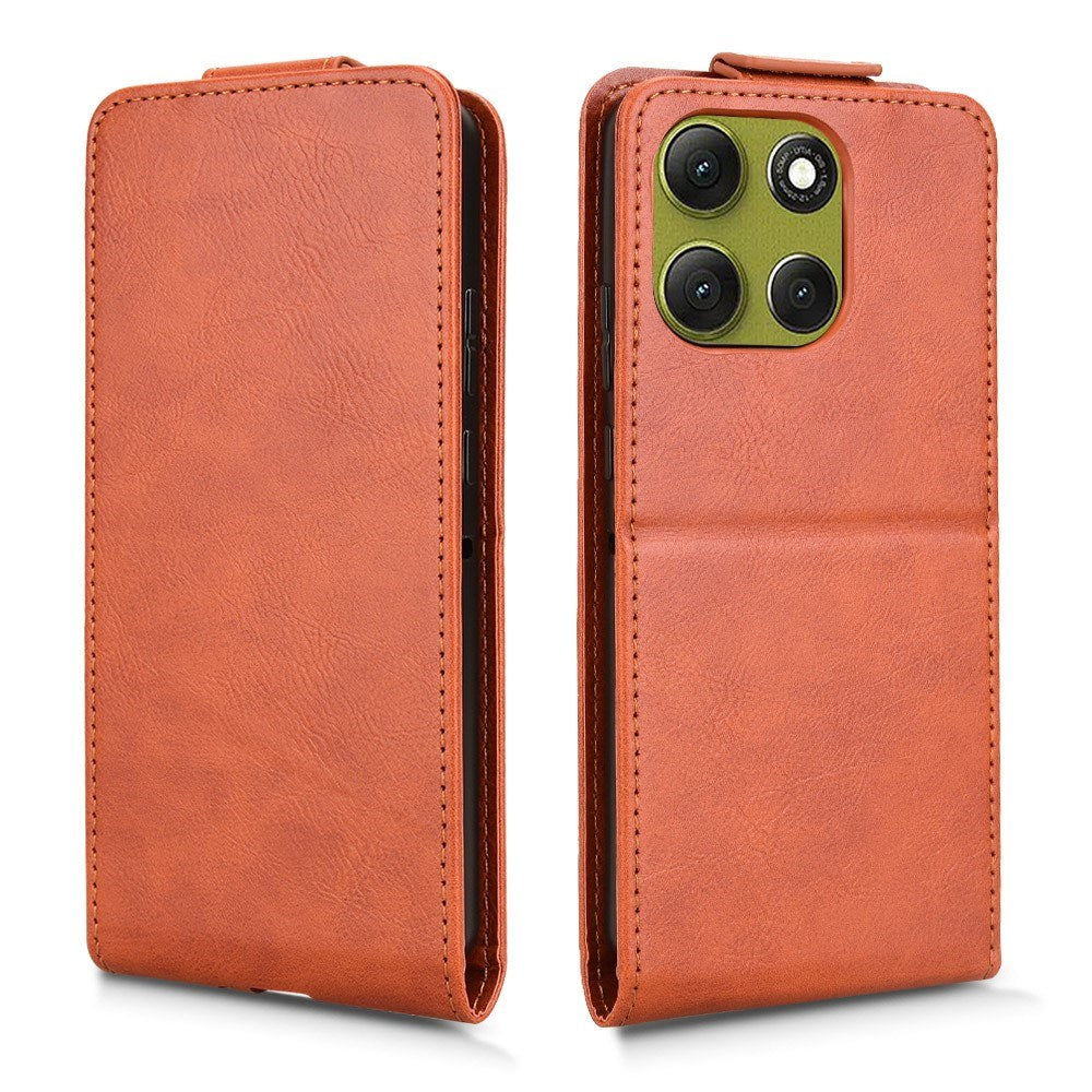 EIDERWOOD Motorola Moto G86 Power Vertikal Kunstskinn Flip Deksel m. Kortholder & Ståfunksjon - Oransje