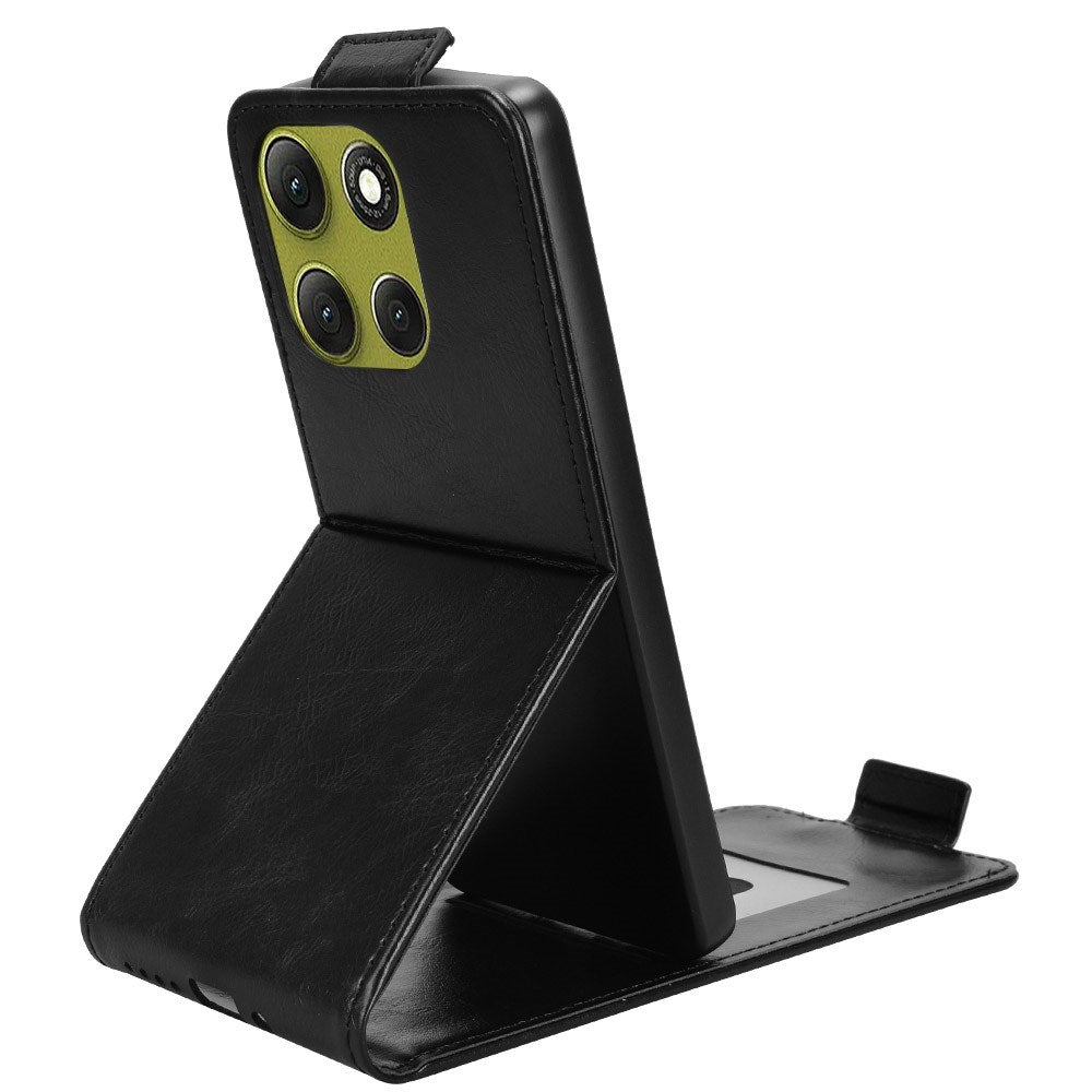 EIDERWOOD Motorola Moto G86 Power Vertikal Kunstskinn Flip Deksel m. Kortholder & Ståfunksjon - Svart