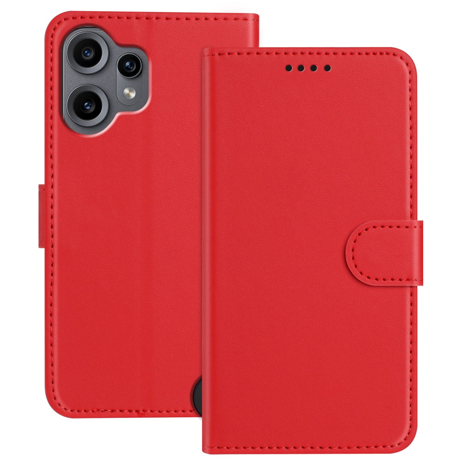 Nothing CMF Phone 2 Pro EIDERWOOD Kunstlær Flip Deksel m. Kortholder - Rød