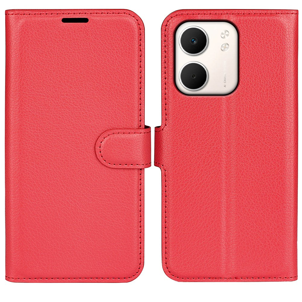 OPPO A5x (5G) / OPPO A5x (4G) EIDERWOOD Kunstskinn Flip Deksel med Kortholder & Ståfunksjon - Rød