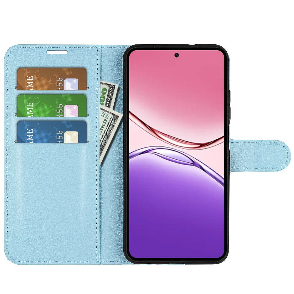 OPPO A5x (5G) / OPPO A5x (4G) EIDERWOOD Kunstskinn Flip Deksel med Kortholder & Ståfunksjon - Blå