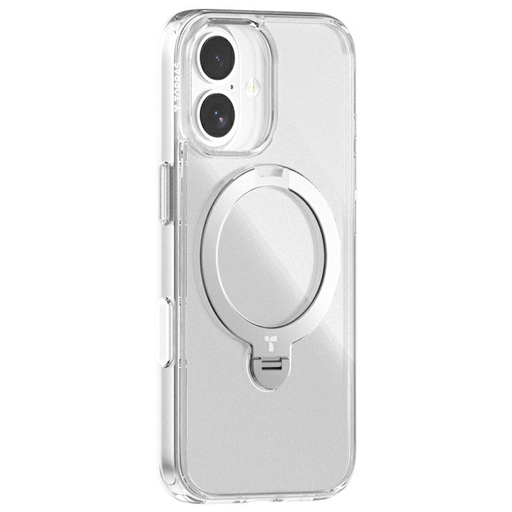 TORRAS iPhone 17 Ostand Spin Hybrid Deksel m. Roterende Kickstand - MagSafe Kompatibel - Gjennomsiktig