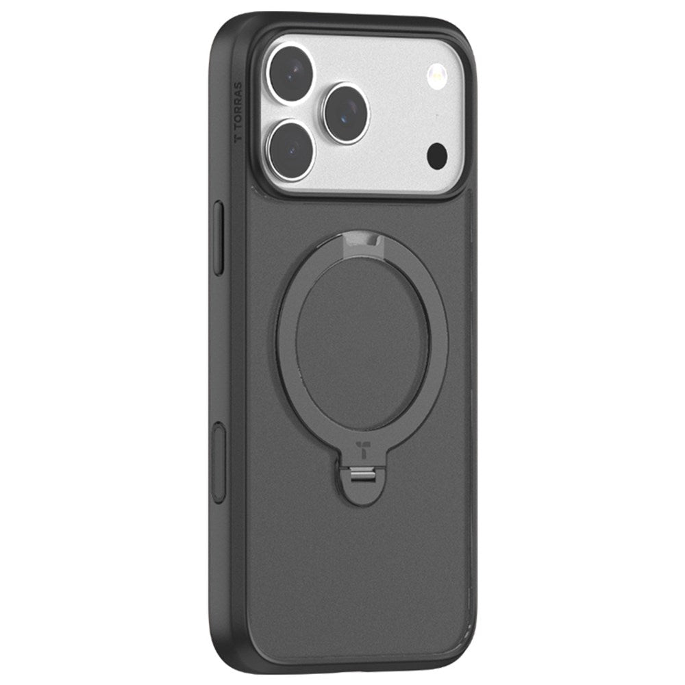 TORRAS iPhone 17 Pro Ostand Spin Hybrid Deksel m. Roterende Kickstand - MagSafe Kompatibel - Svart