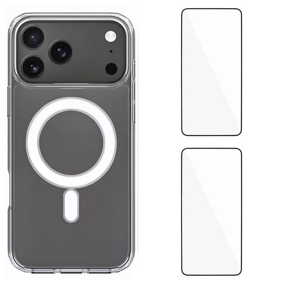 iPhone 17 Pro Hybrid Deksel inkl. 2 x Skjermbeskyttere - MagSafe Kompatibel - Gjennomsiktig / Hvit