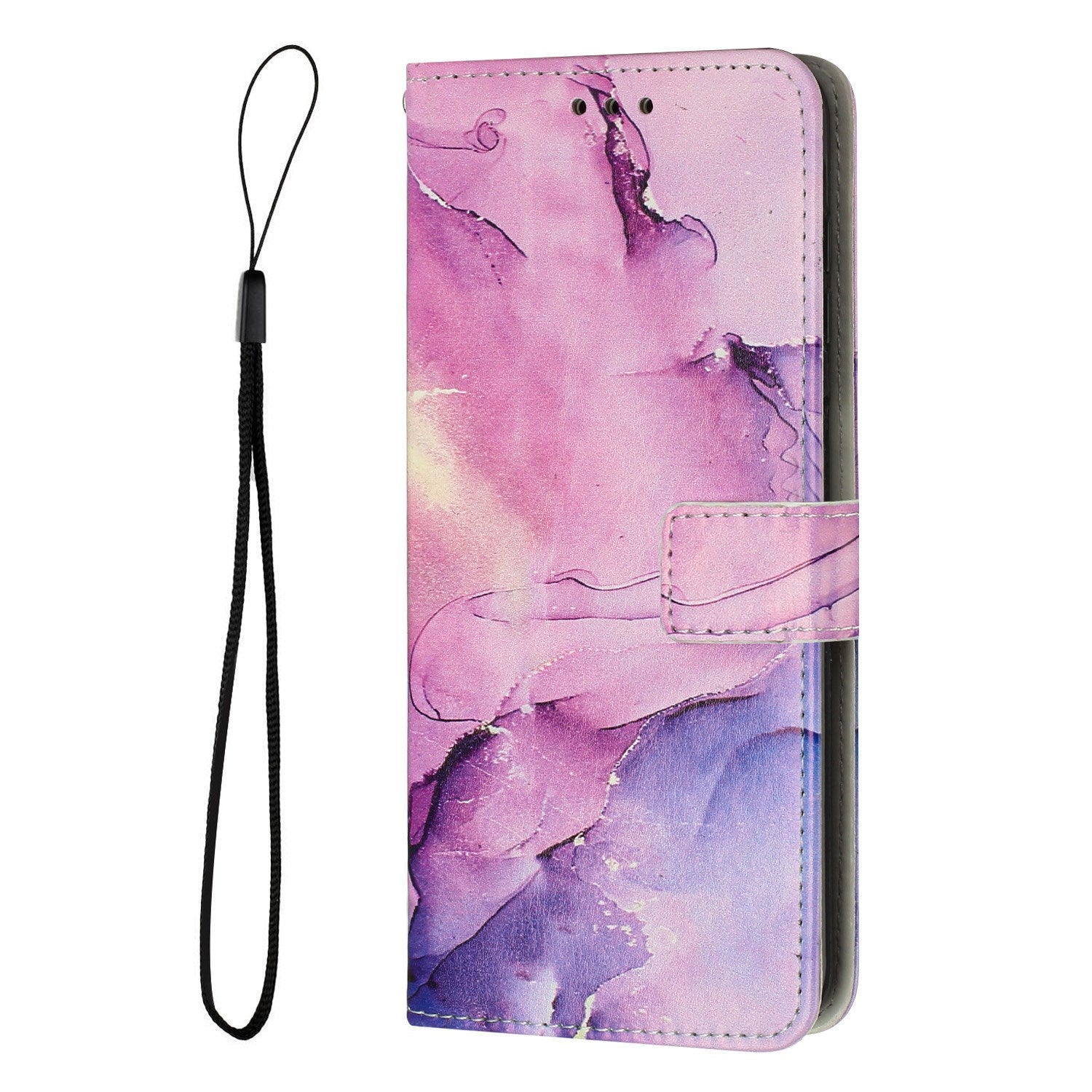 EIDERWOOD Motorola Moto G56 Marmor Mønstret Kunstskinn Flip Deksel m. Stropp - Lilla