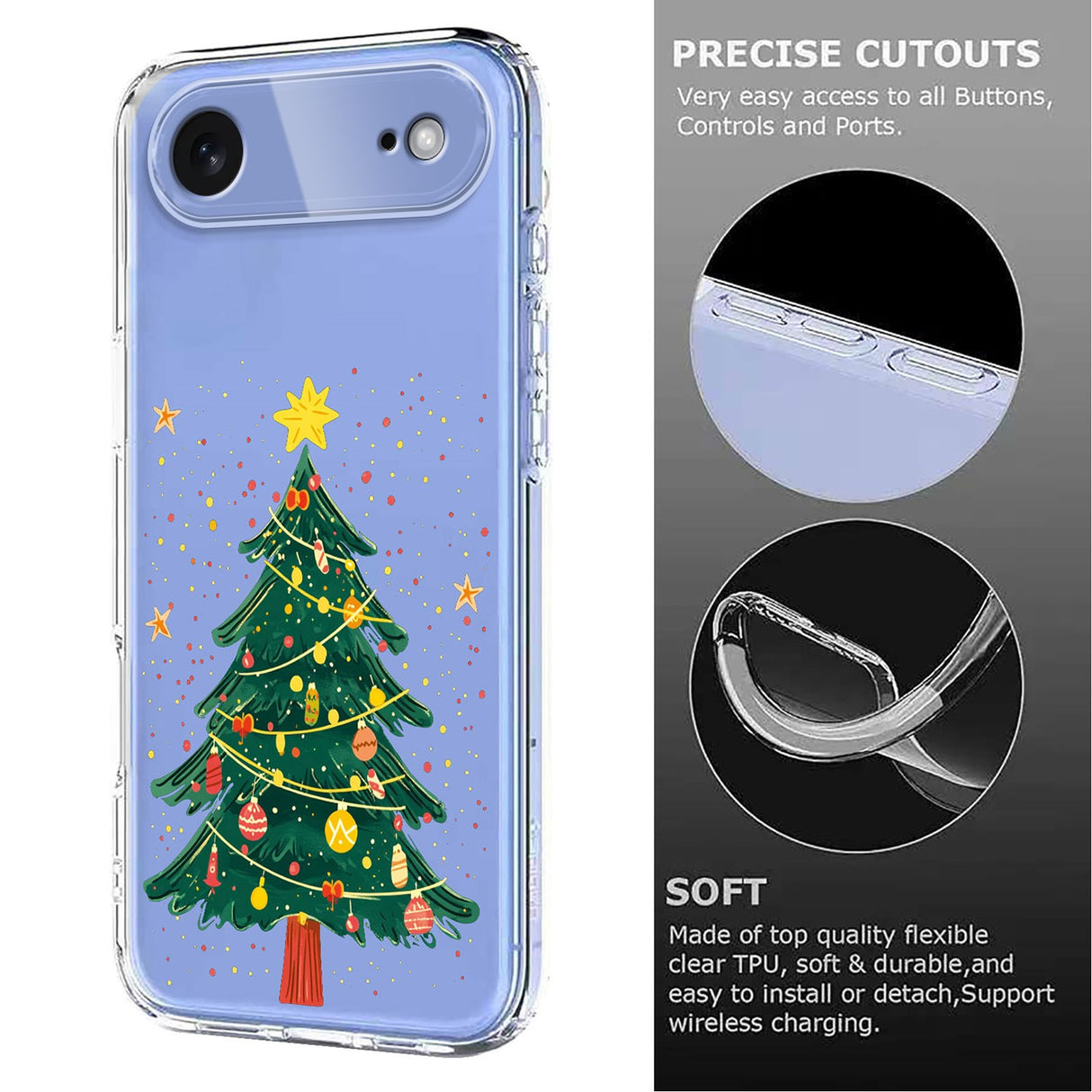 EIDERWOOD iPhone Air Fleksibelt Plast Juledeksel med Motiv - Gjennomsiktig / Juletre