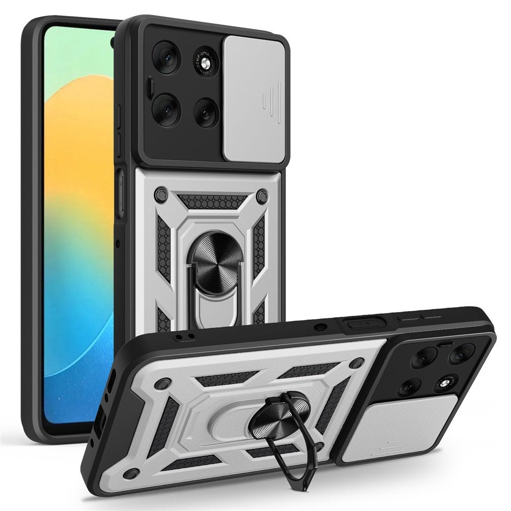 EIDERWOOD Motorola Moto G56 Hybrid Håndverker Deksel m. Kickstand & Cam Slider - Sølv