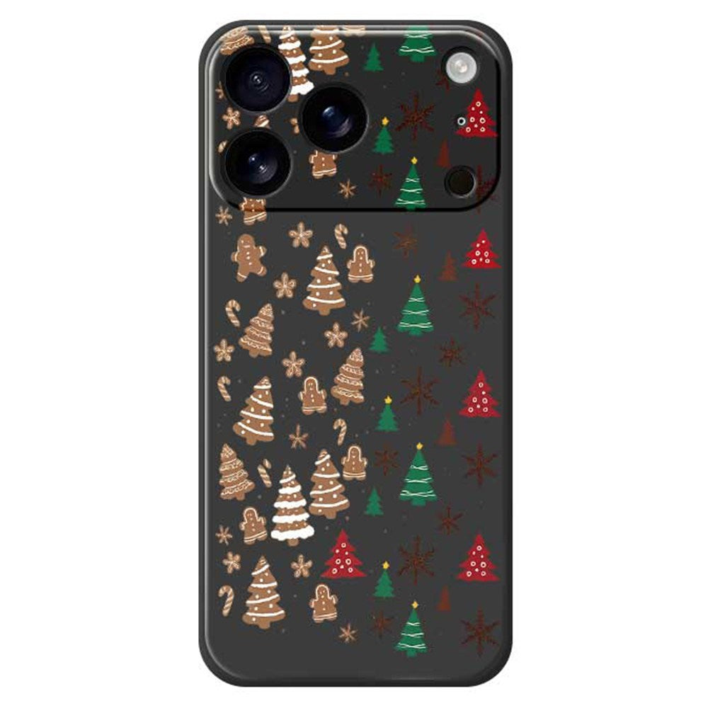 EIDERWOOD iPhone 17 Pro Jule Deksel - Fleksibel Plast - Pepperkakemenn & Juletrær / Svart