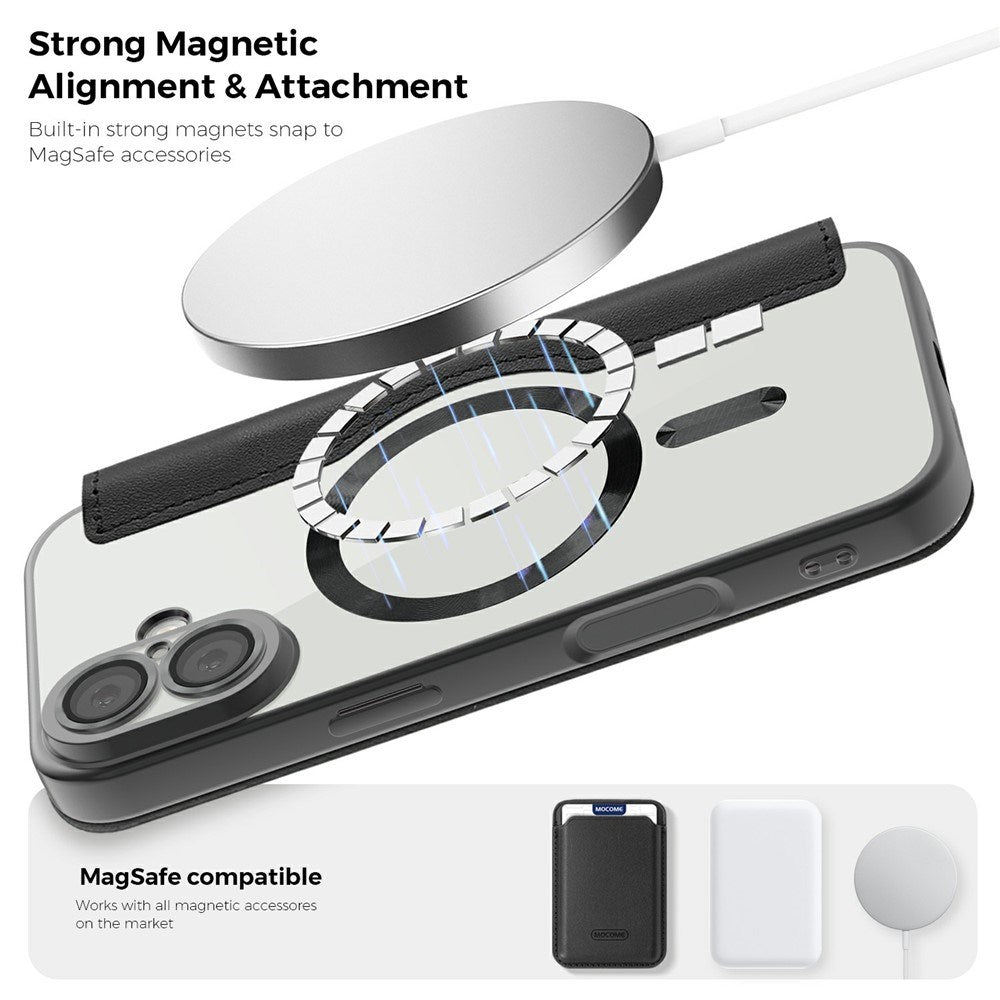 EIDERWOOD iPhone 17 Flipp Deksel med Gjennomsiktig Bakside – MagSafe Kompatibel – Svart