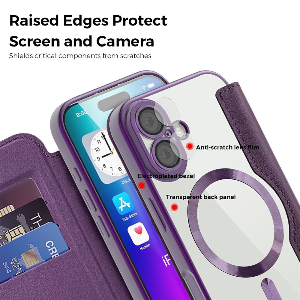 EIDERWOOD iPhone 17 Flipp Deksel med Gjennomsiktig Bakside – MagSafe Kompatibel – Lilla