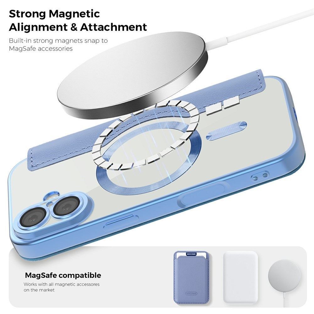 EIDERWOOD iPhone 17 Flipp Deksel med Gjennomsiktig Bakside – MagSafe Kompatibel – Lys Blå