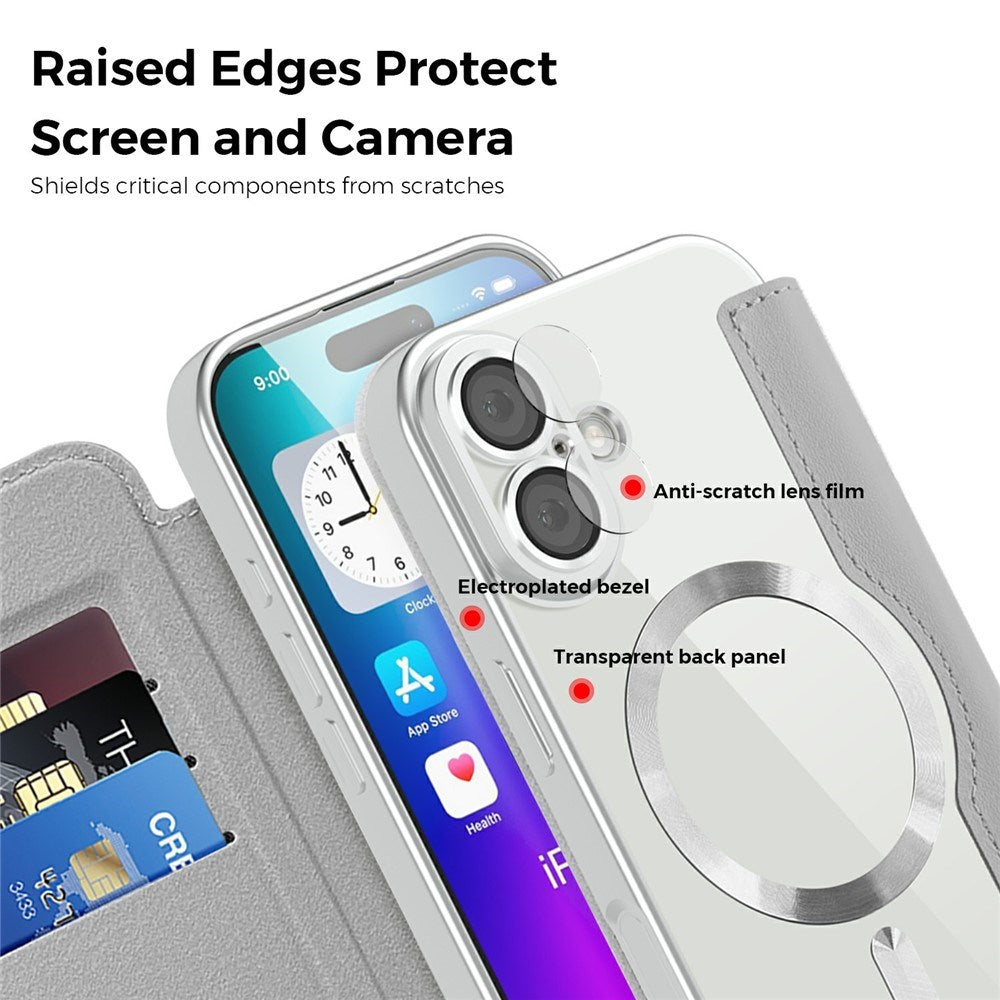 EIDERWOOD iPhone 17 Flipp Deksel med Gjennomsiktig Bakside – MagSafe Kompatibel – Grå