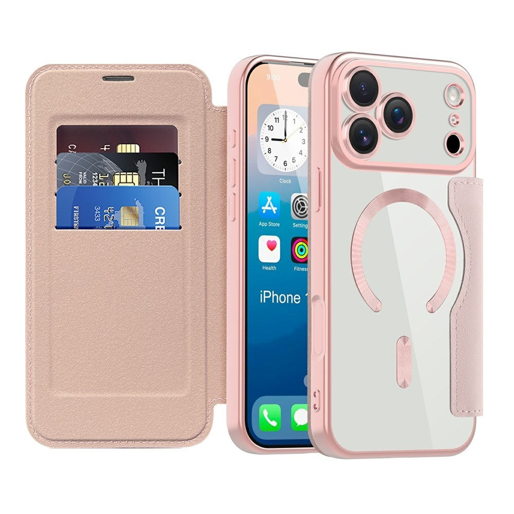 EIDERWOOD iPhone 17 Pro Flipp Deksel med Gjennomsiktig Bakside – MagSafe Kompatibel – Rosa