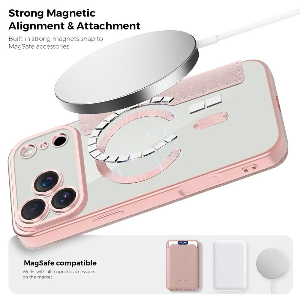 EIDERWOOD iPhone 17 Pro Flipp Deksel med Gjennomsiktig Bakside – MagSafe Kompatibel – Rosa