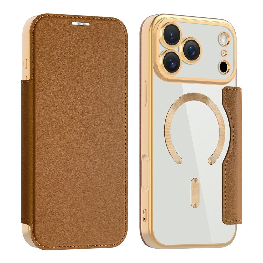 EIDERWOOD iPhone 17 Pro Flipp Deksel med Gjennomsiktig Bakside – MagSafe Kompatibel – Brun