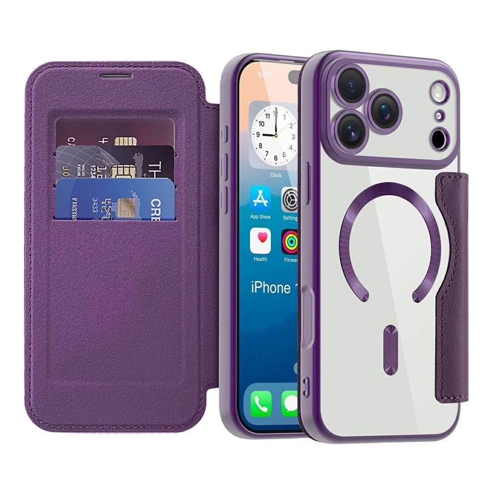 EIDERWOOD iPhone 17 Pro Flipp Deksel med Gjennomsiktig Bakside – MagSafe Kompatibel – Lilla