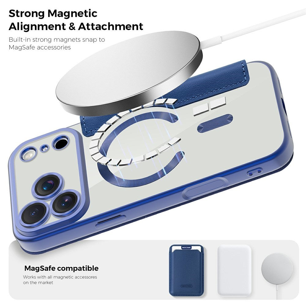 EIDERWOOD iPhone 17 Pro Flipp Deksel med Gjennomsiktig Bakside – MagSafe Kompatibel – Mørk Blå