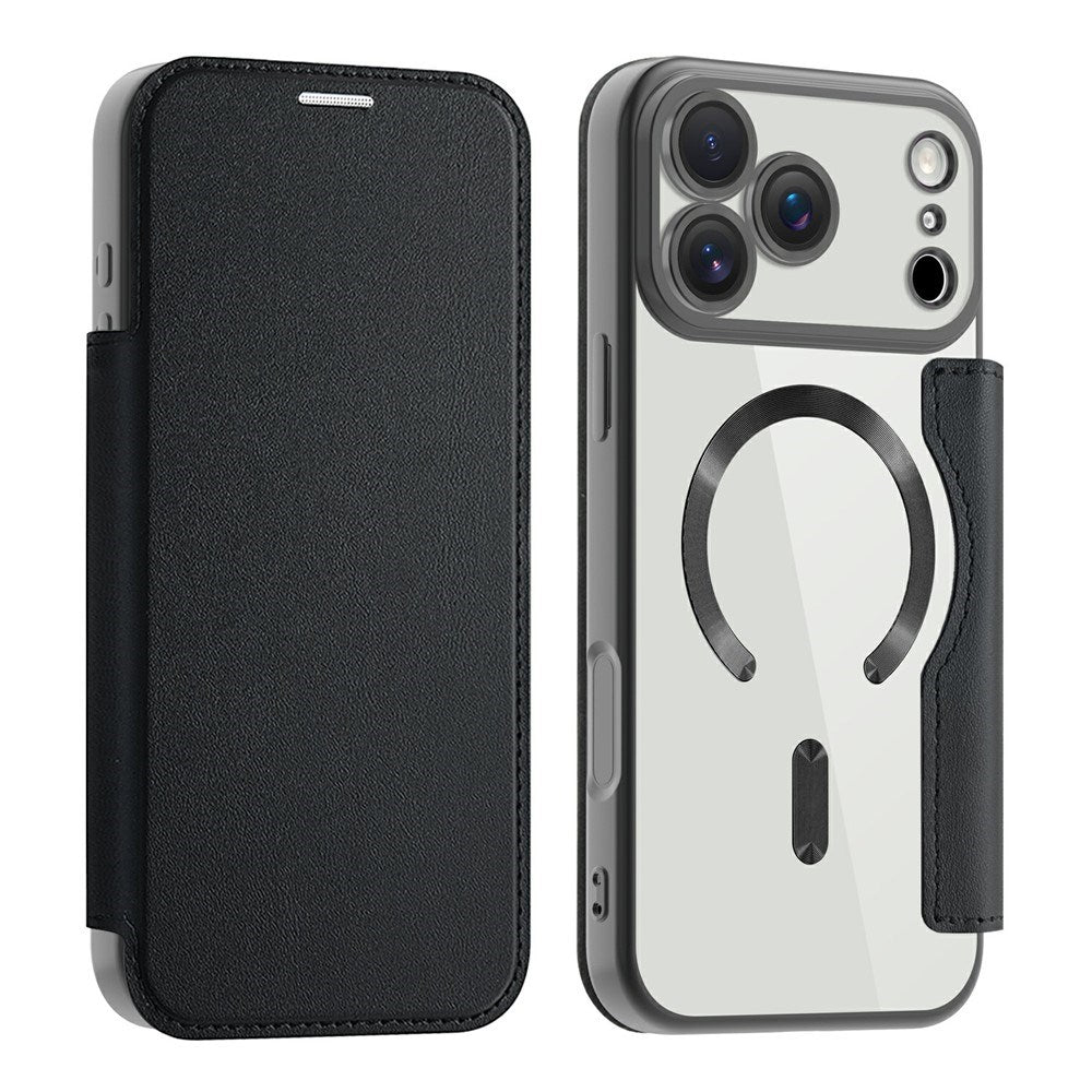 EIDERWOOD iPhone 17 Pro Flipp Deksel med Gjennomsiktig Bakside – MagSafe Kompatibel – Svart