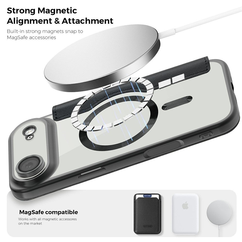 EIDERWOOD iPhone Air Flipp Deksel med Gjennomsiktig Bakside – MagSafe Kompatibel – Svart