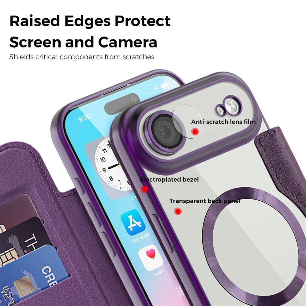 EIDERWOOD iPhone Air Flipp Deksel med Gjennomsiktig Bakside – MagSafe Kompatibel – Lilla