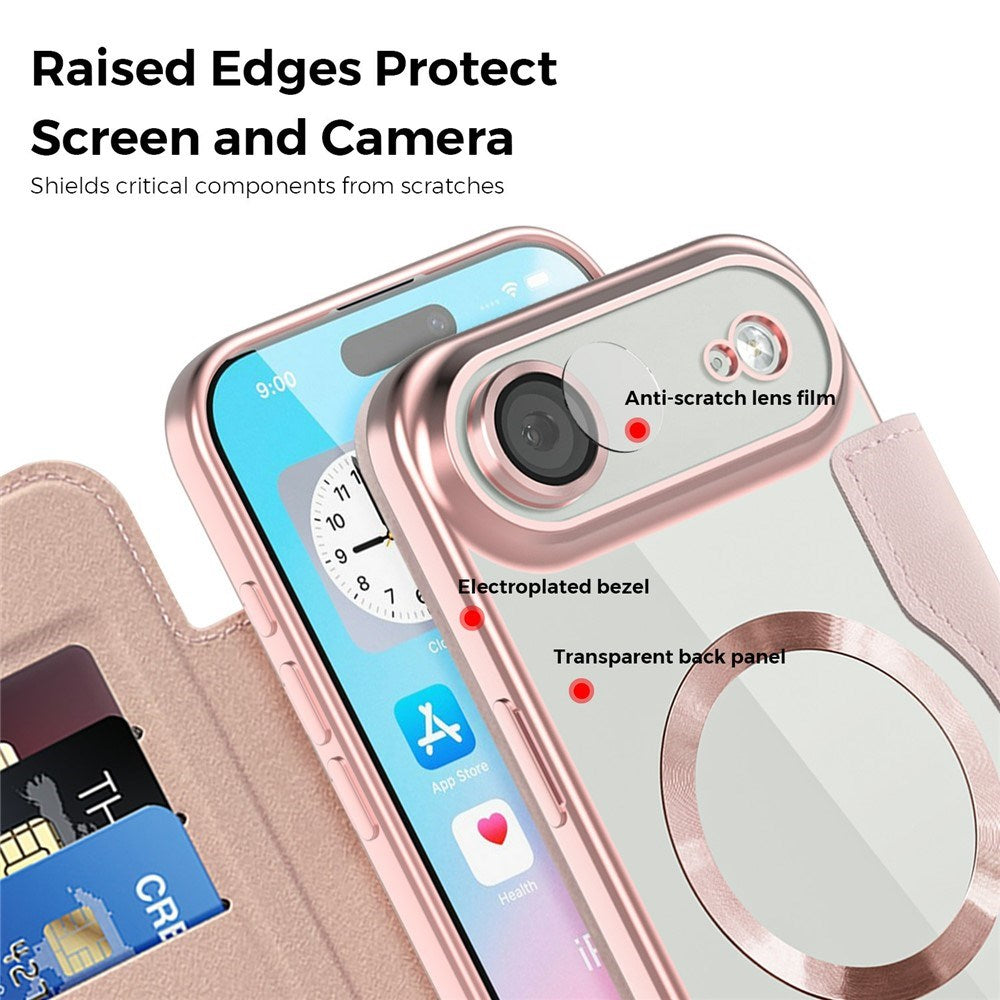 EIDERWOOD iPhone Air Flipp Deksel med Gjennomsiktig Bakside – MagSafe Kompatibel – Rosa