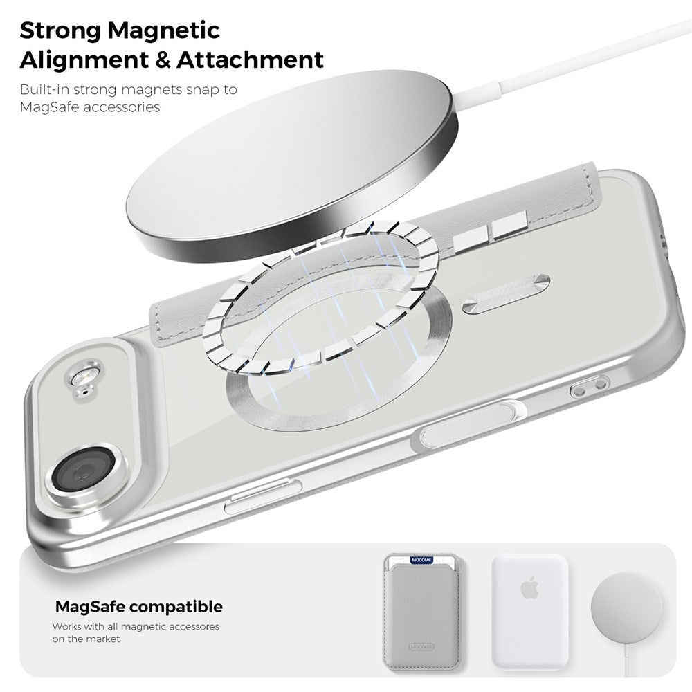 EIDERWOOD iPhone Air Flipp Deksel med Gjennomsiktig Bakside – MagSafe Kompatibel – Grå