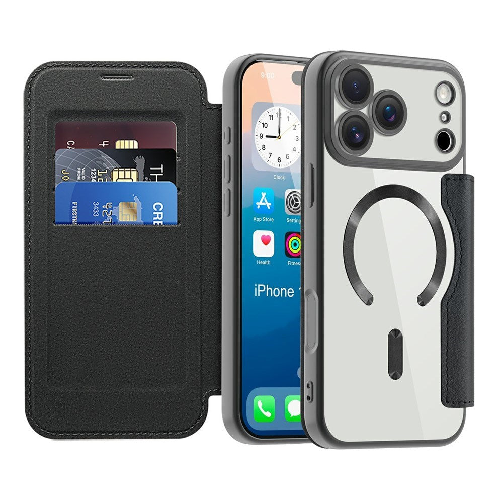 EIDERWOOD iPhone 17 Pro Max Flipp Deksel med Gjennomsiktig Bakside – MagSafe Kompatibel – Svart