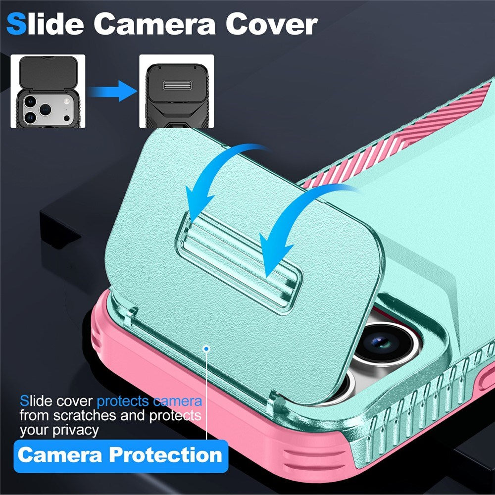 iPhone 18 Pro / 17 Pro EIDERWOOD Hybrid Plast Deksel m. Cam Slider - Turkis / Rosa