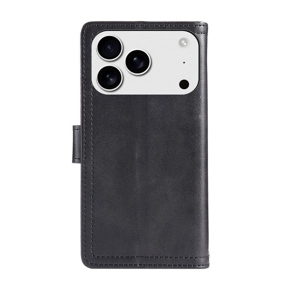 iPhone 18 Pro / 17 Pro EIDERWOOD Kunstskinn Flip Deksel m. Lommebok - Svart