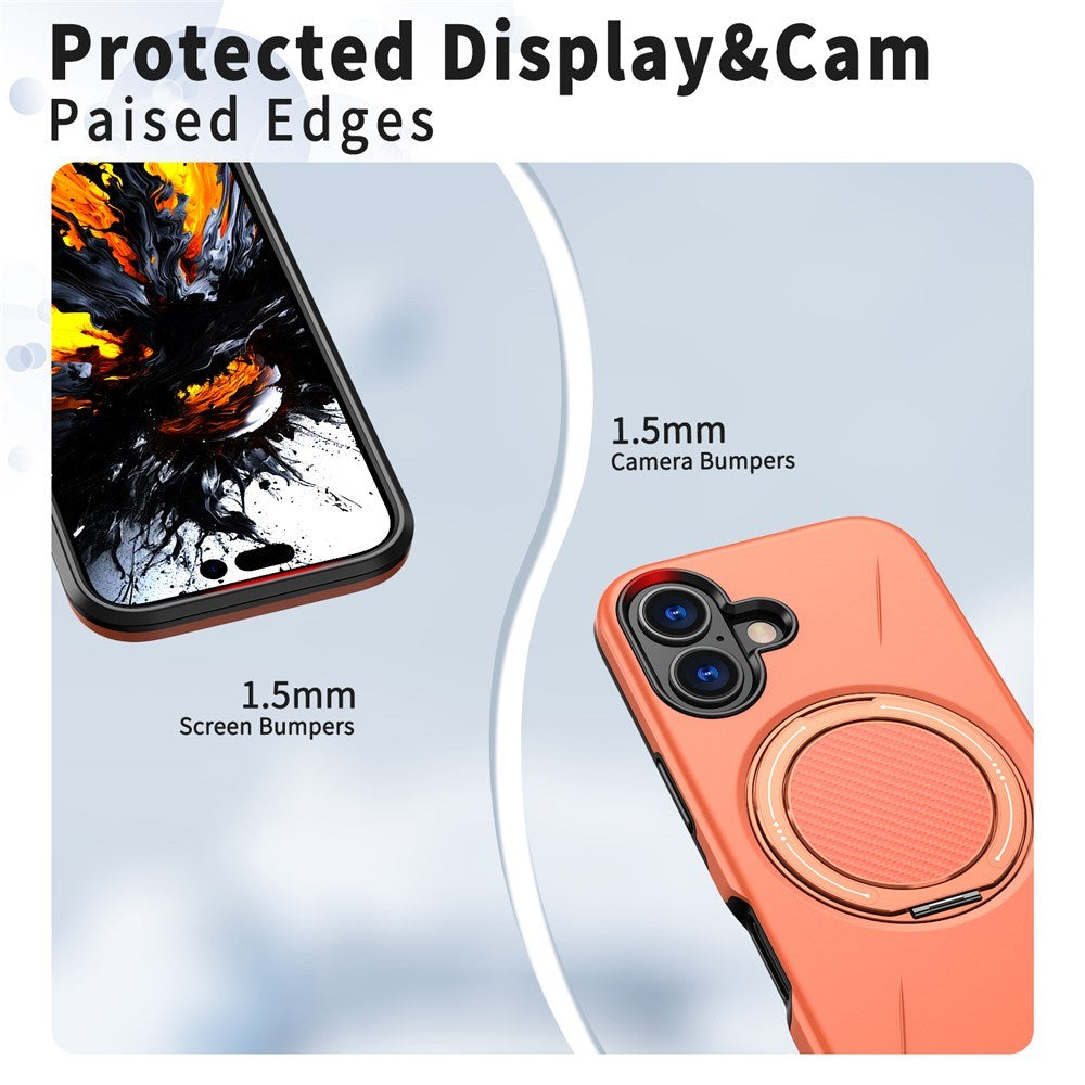 EIDERWOOD iPhone 17 Deksel med Roterende Kickstand – Oransje