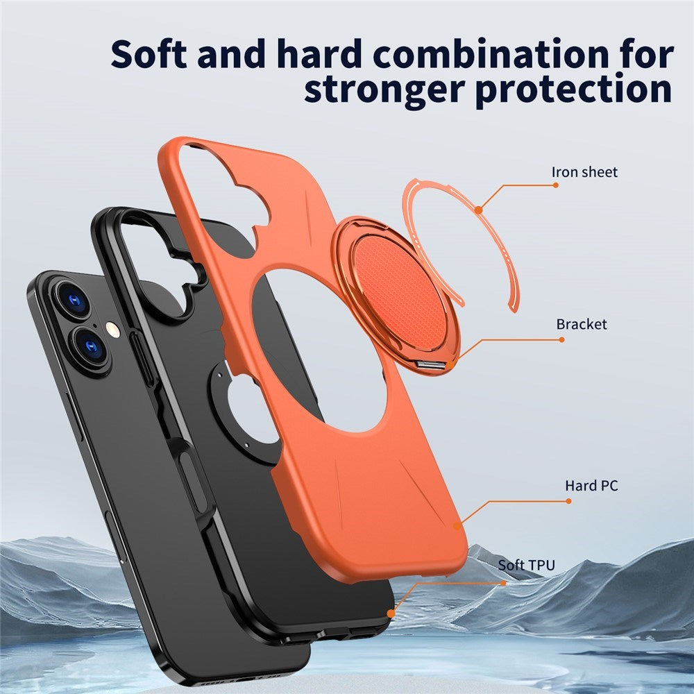 EIDERWOOD iPhone 17 Deksel med Roterende Kickstand – Oransje