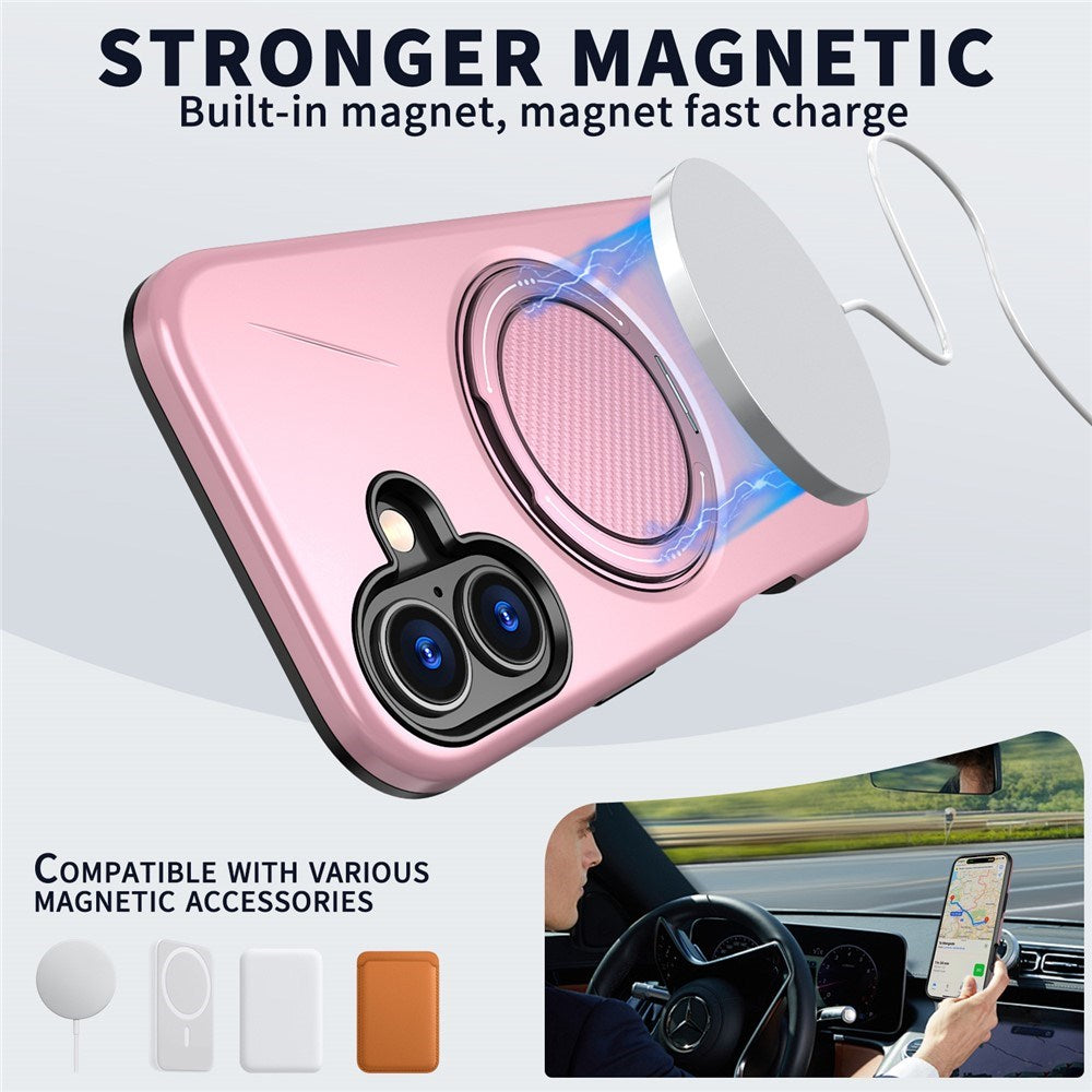EIDERWOOD iPhone 17 Deksel med Roterende Kickstand – Rosa