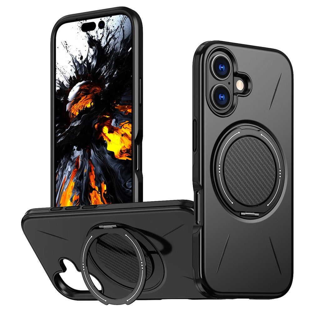 EIDERWOOD iPhone 17 Deksel med Roterende Kickstand – Svart
