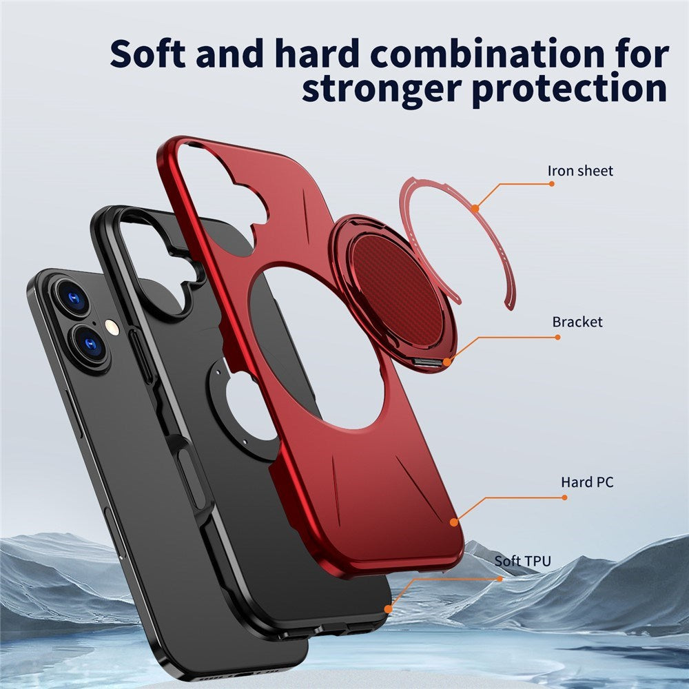 EIDERWOOD iPhone 17 Deksel med Roterende Kickstand – Rød