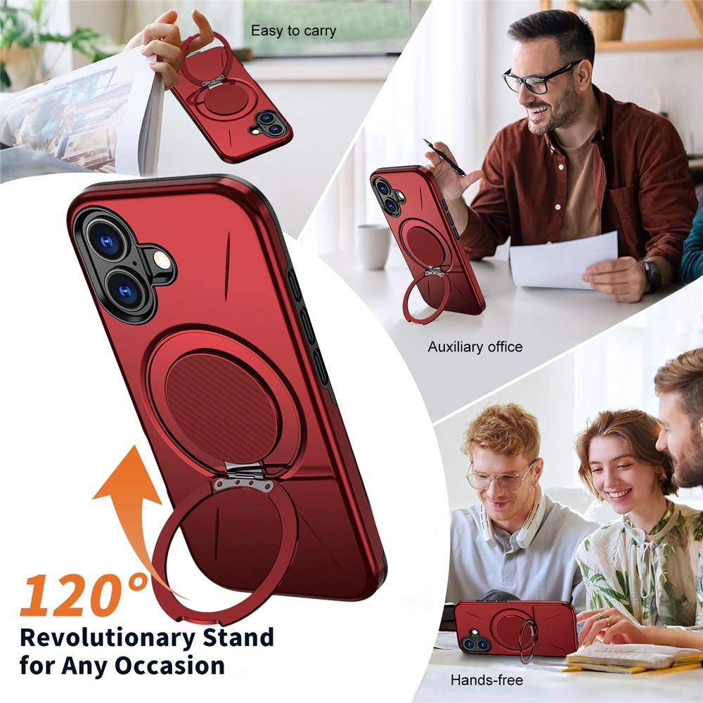 EIDERWOOD iPhone 17 Deksel med Roterende Kickstand – Rød